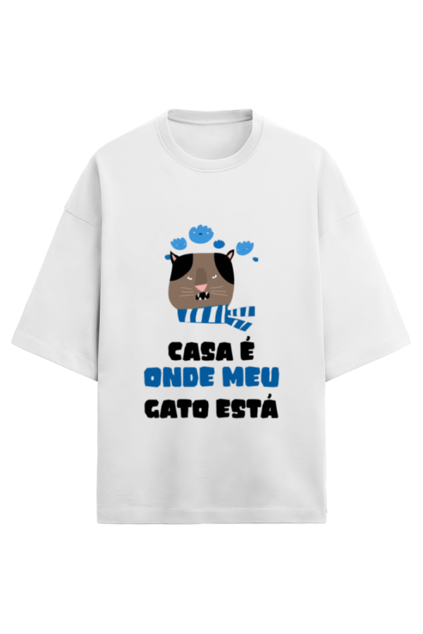 Casa É Onde Meu Gato Está |Unisex|Paw-Printed-Tee